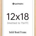 upsimples 12x18 Frame, Natural Solid Wooden Picture Frames, Display 11x17 with Mat or 12 x 18 Without Mat, Vertical or Horizontal Wall Hanging, 1 Pack, Natural