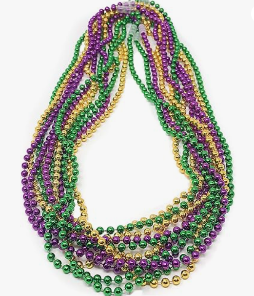 Podzly 144 Mardi Gras Beads Necklace Bulk Assortment - 33" Metallic, Bead Necklaces for Party - Dazzling Beads Necklaces for Festive Celebrations, Festivals, Parades or Masquerade Party Events