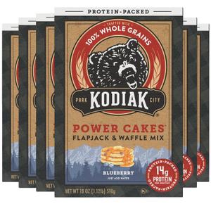 Kodiak Cakes Power Cakes, Pancake & Waffle Mix, Blueberry, High Protein,100% Whole Grains (Pack of 6)