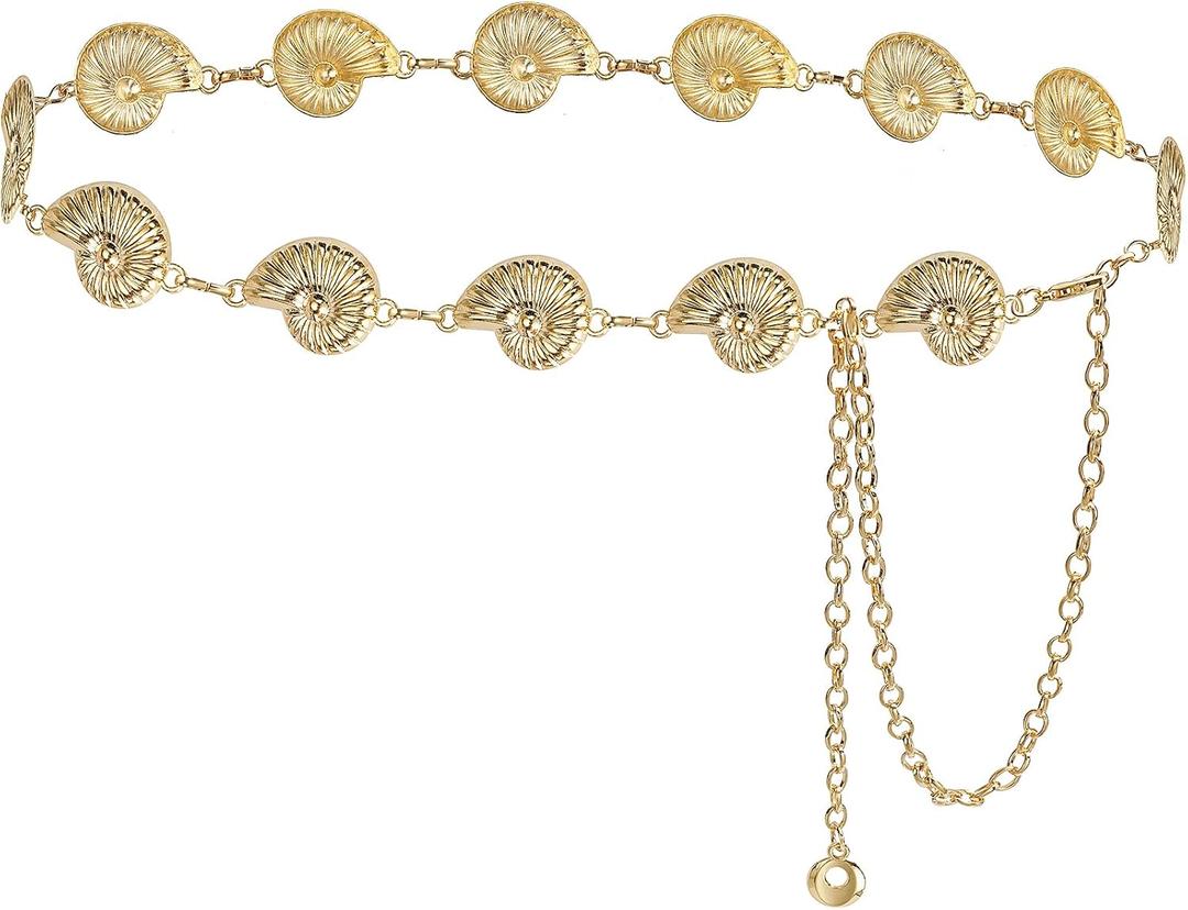 Women's Metal Conch Waist Chain Cowgirl Chains Belt for Dress, Size: XL: 150cm/59in