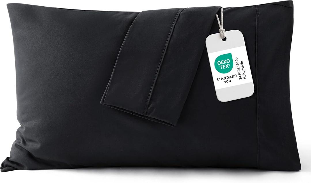 Bedsure Black Pillowcase Set - Queen Size (20x30 inches) Bed Pillow Cover - Brushed Microfiber, Wrinkle, Fade & Stain Resistant - Envelop Closure Pillow Case Set of 2