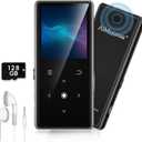 128GB MP3 Player with Bluetooth 5.2, AiMoonsa Music Player with Built-in HD Speaker, FM Radio, Voice Recorder, HiFi Sound, E-Book Function, Earphones Included