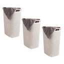 Mind Reader Slim Laundry Hamper with Lid, 60L Tall Clothes Baskets, Narrow Tapered Design for Bathrooms Closets and Laundry Rooms, Plastic, 3 Pack, Ivory