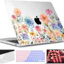 TWOLSKOO for MacBook Air 13 inch Case M5 2026 M4 2025 M3 M2 2024-2022 A3449 A3240 A3113 A2681, Plastic Hard Shell & Keyboard Cover & Screen Film for MacBook Air 13.6 inch Case, Beautiful Flowers