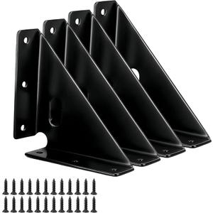 4 Pcs Heavy Duty Gusset Joints, Trapezi Corner Code, Bracket Corner Brace Bracket Fasteners, Furniture Shelf Support Joint Fasteners for Table, Chair Cabinet Bed Stabilization (Black) (4Pcs B:5.11 x 3.38 x 1 Black)