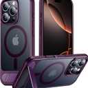 Temdan Magnetic Compatible with iPhone 16 Pro Max Case, [Built-in Invisible Kickstand][Compatible with MagSafe] [Military Grade Shockproof] Slim Translucent Matte Phone Case for iPhone 16 Pro Max 6.9" (Purple)