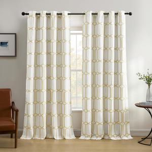 Elrene Home Fashions Kaiden Geometric Room-Darkening Window Curtain, Single Panel, 52" W x 95" L (1 Panel), Golden Yellow (52"W x 95"L (Pack of 1), Light Gold)