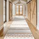 BESTSWEETIE 2x10 Area Rugs for Living Room Washable Moroccan Farmhouse Neutral Geometric Low Pile Non-Slip Soft Print Pattern Rug for Bedroom Kitchen Dining Room Entryway Cream/Brown/Pink