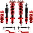 EVIL ENERGY Coilovers Compatible for Ford Mustang 2005-2014, Coilovers Suspension Kit, Height Adjustable Lowering Kit, Twin-Tube Coilover Shocks for Comfortable Ride, Red