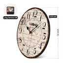 14 Inch Retro Vintage French Country Style Round Wooden Wall Clock Silent Battery Operated Non-Ticking Decorative Clock for Office Farmhouse Bedroom