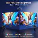 [3500 ANSI/ Official Apps/65W Audio] Outdoor 4K Projector with WiFi and Bluetooth, Auto Focus, Auto Keystone Smart Projector Support DoIby Audio, 2026 Upgrade GO2 Short Throw Projector with 360Stand