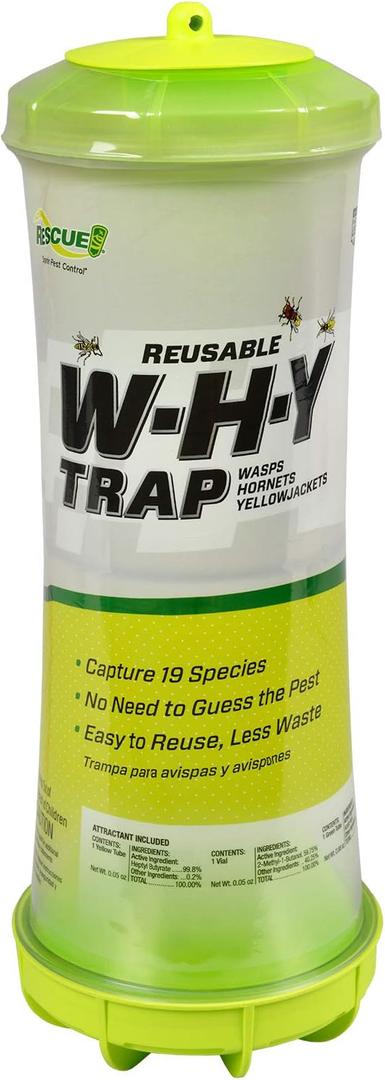 RESCUE! WHY Trap for Wasps, Hornets, & Yellowjackets  Hanging Outdoor Trap