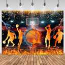 Avezano Basketball Backdrop Basketball Theme Birthday Party Decorations for Kids Men Slam Dunk Sports Birthday Banner Cake Dessert Table Decor, 7x5ft