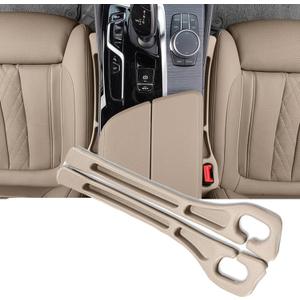 YANTING Car Seat Gap Filler Fit for Cars, SUVs & Trucks,Flexible Multifunctional No Drop Seat Guard with Organizer,2 Pack Car Gap FillerPrevent Falling,Gap Storage with Seat Belt Holes (Beige)