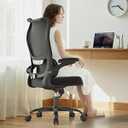 SOMEET Office Chair Ergonomic Desk Chair - Comfy Mesh High Back Office Chair with Lumbar Support Wheel Home Desk Office Chairs Flip up Armrest Executive Rolling Swivel Task Computer Chair Black Silver