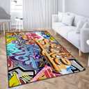 Ansouyi Colorful Non-Slip 5x7ft Area Rugs, Washable Rug Carpet for Living Room Abstract Art Graffiti Wall Home Decor Rugs for Game Room Classroom Bedroom Dining Kindergarten Room