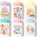 Sweetude 24 Pcs Social Worker Appreciation Gift Bags with Tissue Paper, Social Worker Month Paper Bags Bulk with Handle for Women Men Volunteer Retirement Coworker Party Decor