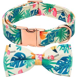 Adjustable Bow Tie Dog Collar Printed Cute Patterns Spring Summer Soft Pet Collars for Small Medium Large Dogs