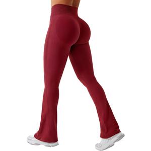 YEOREO Boost Mini Flare Leggings Womens Workout Booty Lifting Leggings Hidden Scrunch Seamless Lilliean Yoga Pants (Red, XL)