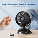 Shinebella AA Battery Car Clip Fan with Aromatic Feature for Sun Visor, 4 Speeds, 5V USB Desk Fan for Stroller, 5'' Small Cooling Vehicle Fan for Headrest/Golf Cart, Quiet, Batteries Not Included