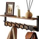 YIGII Coat Rack with Wall Mount, 24 Inch Long Entryway Wall Shelf with Hooks, Wood Hanger with Storage Shelf for Bathroom, Hallway, Rustic Brown Black