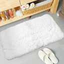 Bathroom Rugs Microfiber Plush Bath Mat Machine Washable, Slip Resistance Rubber and Absorbency Bath Rugs for Bathroom Floor, Door and Sink, Rectangular Floor Mat,White,32"x 20"