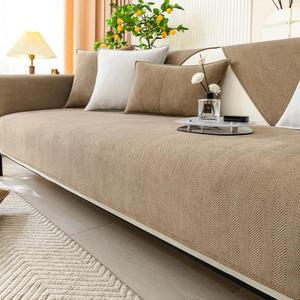 Funny Fuzzy Couch Cover,Chenille Couch Furniture Protector,Funny Fuzzy Couch Covers for Sofa,Funny Non Slip Sofa Covers,All Seasons Generic Couch Covers,43.3x82.7in-Herringbone-Coffee