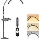 Lash Light, Half Moon Lamp with Tool Tray, LED Floor Lamp for Eyelash Extensions, Nail Art, Tattoo Art and Skincare, Adjustable Color Modes and Flexible Gooseneck (Black)
