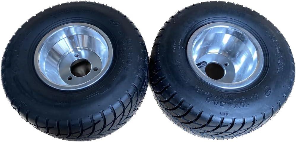 10'' X 4.5-5'' Go Kart Front Tires And Rims With 3 Holes, 2 Pcs In Box, Tires With Grain Surface To Increase Friction Coefficient And Improve Safety Performance, Drift Trike, Buggy