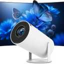 Mini Portable Projector 4K WiFi 6 BT 5.2 Upgraded Portable Projector Full HD Supported for Phone /PC /TV /HDMI /PS5 /Laptop Auto Keystone Home Theater 180 Rotation [Built-in App] White