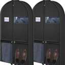 43-inch Suit Bag Garment Bag for Travel and Storage, Garment Bags for Hanging Clothes with Zipper and Visible Transparent Window, Black,2 Pack