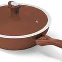 Phantom Chef 11" Deep Frypan 5 Qt Wok | Aluminum Body Non-Stick Ceramic Coating | With Soft Touch Stay Cool Handle | Dishwasher Safe | Non-Toxic PFOA & PTFE Free (Cinnamon)