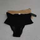 Werena Tummy Control Thong Shapewear for Women High Waist Body Shaper Panties Girdle Lace Shaping Underwear (Large, A# Black+Beige)