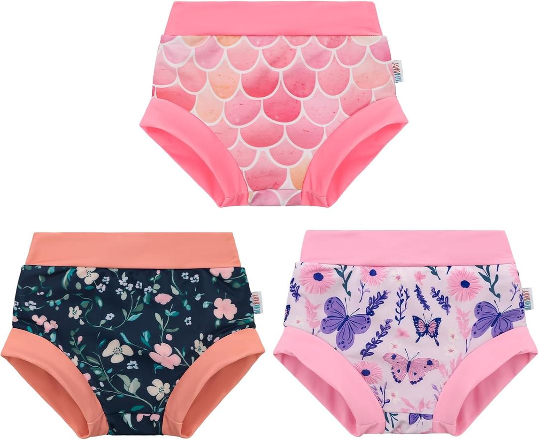 ALVABABY Swim Diapers 3pcs Baby & Toddler Reusable Waterproof Swimming Diaper for Boy's and Girl's for Swim Classes 3XBS01, 3-4T