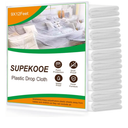 Plastic Drop Cloth,12 x 9 Ft Plastic Sheeting for Painting,Thick Dust-Proof Tear-Resistant Painters Plastic Dust Tarp for Furniture Car(10 Pack)