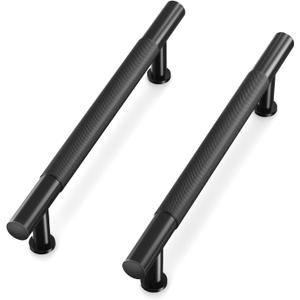 10-Pack 5-Inch 128mm Knurled Cabinet Pulls Cabinet Pulls Black Oxide Finish Knurled Drawer Pull with Diamond Pattern 6.6-Inch Length (5-Inch Hole Centers) Made of Aluminum Alloy