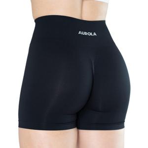 AUROLA Dream Collection Women Workout Shorts High Waist Gym Shorts, Scrunch Butt Seamless Athletic Shorts (Medium, Dark Black)