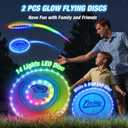HYES 2 Pack Light up Flying Discs for Kids, Rechargeable Disc with 45 LEDs, 14 Lighting Modes(10")&Built-in Battery Disc(7.8"), Glow in The Dark Ring for Beach/Camping/Outdoor Sport