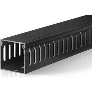 ZhiYo 2 x 2in Professional Server Rack Cable Management Raceway, 99in (6X L16.5in) Cable Raceway Kit, Electrically Safe PVC Open Slot Wire Raceway for Under Desk/Computer/Network Cords, Black