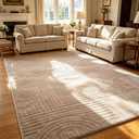 Camel Boho 8x10 Solid Color Area Rugs, Washable Living Room Rug