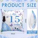 Kathfly Cojines para 15 Aos De Quinceaera Decoration 16 x 16 Inche Blue Quinceaera Pillow Gifts Mis Xv Aos Throw Pillow Sweet for Daughter Sister Friend 15th Birthday Gifts