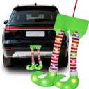 Christmas Elf Legs Car Decoration with Multicolor Lights, LED Santa Claus Legs for Car Trunk or Christmas Tree, Hanging Leg Lamp Christmas Ornament with Strap, Decor for All Vehicles Truck SUV Van MPV