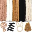 CRASPIRE 10Pcs 39.37inx15mm Extra Thick Pipes Cleaners for Crafts Soft Fuzzy Flurry Chenille Stems Chunky Jumbo Coral Fleece Fur Handmade DIY Arts Projects Plush Animal Creative Fun Decor Khaki Black