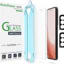 amFilm OneTouch Screen Protector for Samsung Galaxy S22 Plus 6.6 inch, Samsung Galaxy S22 + 6.6 inch, 9H Hardness with Camera Lens Protector, Bubble Free, Tempered Glass, 2 Pack