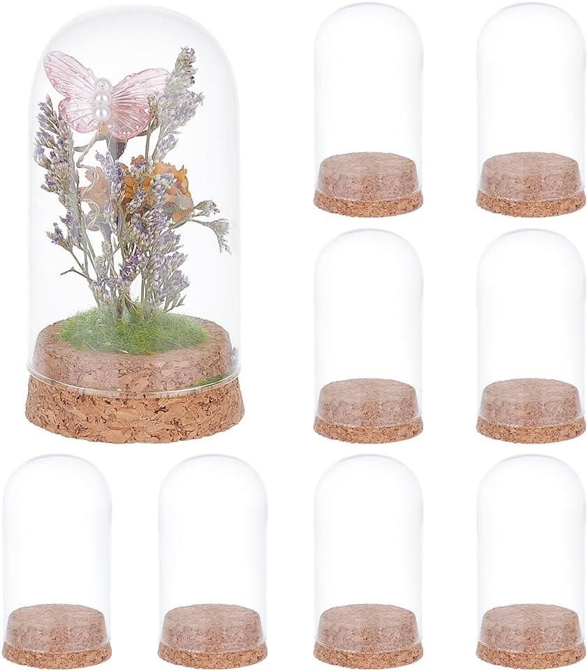 BENECREAT 10Pcs Dome Decorative Jars, 1.8x3.5inch Glass Display Dome Cloche Glass Bell Jar with Cork Base for Flower Storage, Specimens, Crafts Decorations
