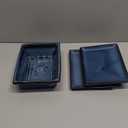 Bonsai Pots Small Shallow Succulent Planters for Live Bonsai Trees Set of 2, 7.5" Ceramic Pot for Succulents Indoor with Drainage Hole and Saucer, Outdoor Cactus Plant Bonsai Pot (Blue)