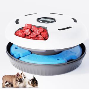 Automatic Wet Food Cat Feeder, Auto Refrigerated Wet Foods Feeder for Cats, Dogs, 6 Meal Timed Fresh Foods Dispenser with 2 Ice Packs, Fresh Food Bowl for Cats & Small Dogs Puppy Kitty, White