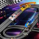 Slot Car Race Track Set Electric or Battery Powered Racing Car Track for Kids Boys, with 4 High-Speed Cars and 2 Hand Controllers,Dual Racing Game Toys for Children Age 6 7 8 Years Old, One Size