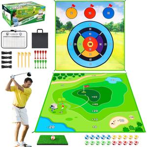 Battle Golf Chipping Game Set, 71x71in Double-Sided Mat with Stand, No Club, Target Disk Pattern: 3A