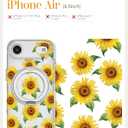 Loheckle for iPhone 17 Air Case with Stand- Compatible with MagSafe Women Girls Cute Clear Girly Aesthetic Unique Design Soft TPU Magnetic Ring Phone Cover for Apple 17 Air, Sunflower